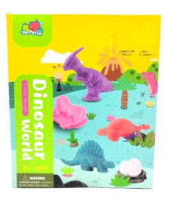 Jia Pei Le Dinosaur World Color Dough Kit – 5-Color Soft Modeling Clay Studio with 3D Dinosaur Press Molds, Sculpting Knife & Prehistoric Scenery