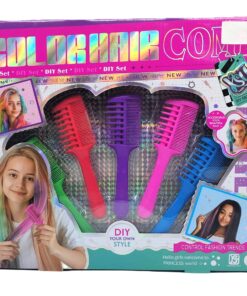 Color Hair Comb DIY Temporary Chalk Styling Set – 5-Piece Rainbow Hair Color Chalk Applicators with Built-In Guard Combs for Washable Fashion Highlights