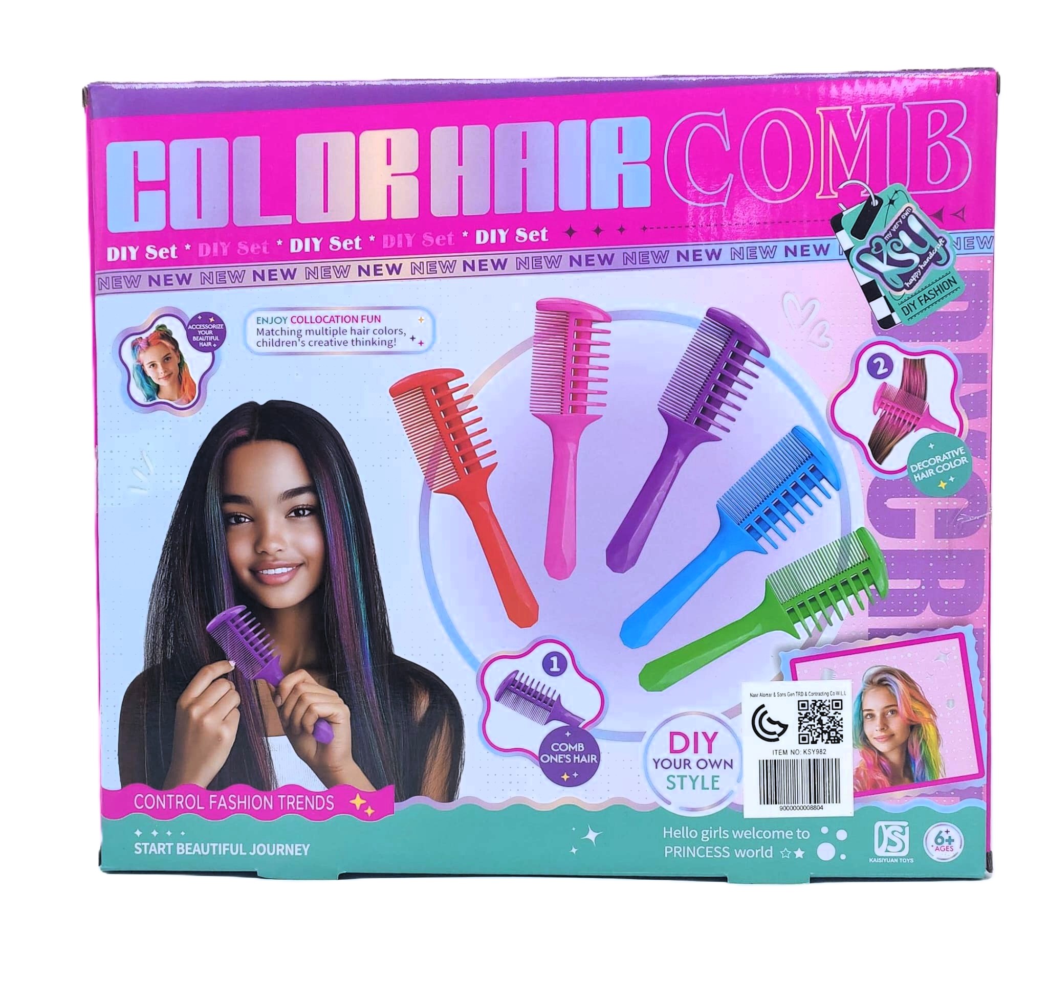 Color Hair Comb DIY Temporary Chalk Styling Set – 5-Piece Rainbow Hair Color Chalk Applicators with Built-In Guard Combs for Washable Fashion Highlights - الصورة 4