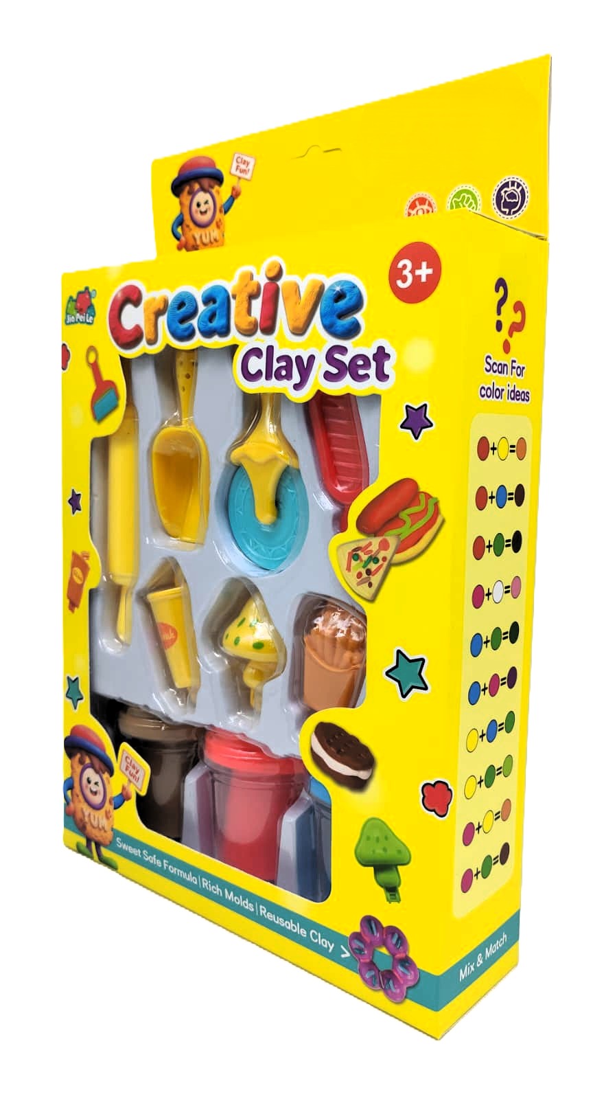 Jia Pei Le Fast Food Creative Clay Set – 3-Color Premium Modeling Dough Kit with Pizza Cutter Wheel, French Fry Stamps, Soda Cup Molds & Roller 4 Jia Pei Le Fast Food Creative Clay Set – 3-Color Premium Modeling Dough Kit with Pizza Cutter Wheel, French Fry Stamps, Soda Cup Molds & Roller - Image 4