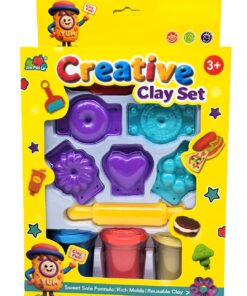 Jia Pei Le Sweet Dessert Creative Clay Set – 3-Color Premium Modeling Dough Kit with Waffle Press, Heart Biscuit Stamps, Donut Molds & Roller