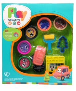 Play Creative Color Clay Traffic & Car Set – 5-Color Premium Modeling Dough Kit with Toy Vehicle Molds, Rolling Pin & 3D City Scenery Stencils