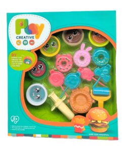 Play Creative Color Clay Set – 5-Color Premium Modeling Dough Kit with Sweet Donut Molds, Lollipop Stamps & Burger Press