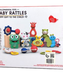Alternative view of Developmental Baby Rattles Sensory Set – 4-Piece Infant Teether & Grab Toy Gift Pack with Butterfly, Hippo, Teddy Bear & Textured Tambourine