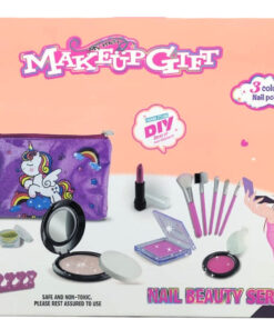 Alternative view of My First Makeup Gift Nail Beauty Series Set – Deluxe DIY Unicorn Cosmetic Studio with 3 Glitter Nail Polishes, Eyeshadow Palette, Professional Brushes & Sparkly Travel Pouch