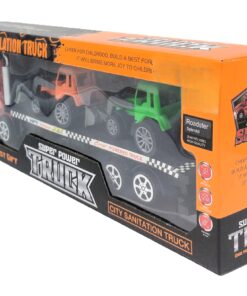Alternative view of Super Power City Simulation Car Carrier Truck – Heavy-Duty Flatbed Transporter Set with 2 Toy Construction Excavators