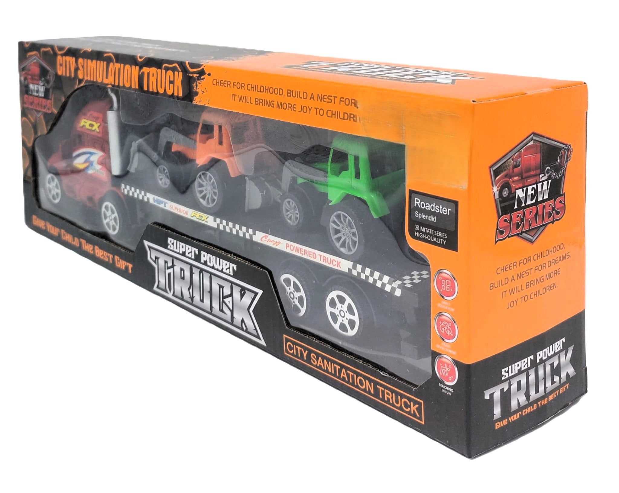 Super Power City Simulation Car Carrier Truck – Heavy-Duty Flatbed Transporter Set with 2 Toy Construction Excavators 2 Super Power City Simulation Car Carrier Truck – Heavy-Duty Flatbed Transporter Set with 2 Toy Construction Excavators - Image 2