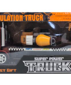 Super Power City Simulation Car Carrier Truck – Heavy-Duty Flatbed Transporter Set with Toy Cement Mixer and Construction Crane Truck