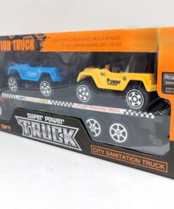Alternative view of Super Power City Simulation Car Carrier Truck – Heavy-Duty Flatbed Transporter Set with 2 Toy Off-Road Adventure Jeeps