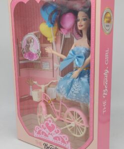 Alternative view of "The Beauty Girl" Fashion Doll Set with Bicycle & Balloons (Blue Dress)