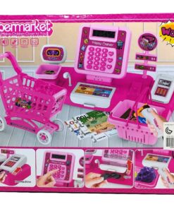 Alternative view of "Happy Cashier" Supermarket Pretend Play Set with Cash Register & Shopping Cart (Pink)