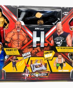 Hot Blood Wrestling Arena Playset – 4 Action Figures with Battle Ring, Championship Belts & Hardcore Weapons