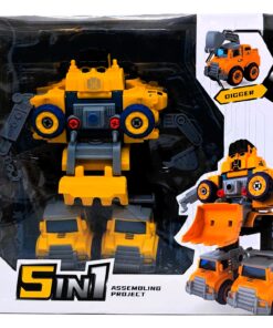 5-in-1 DIY Engineering Transforming Robot – Take-Apart Construction Vehicle Playset with Tool