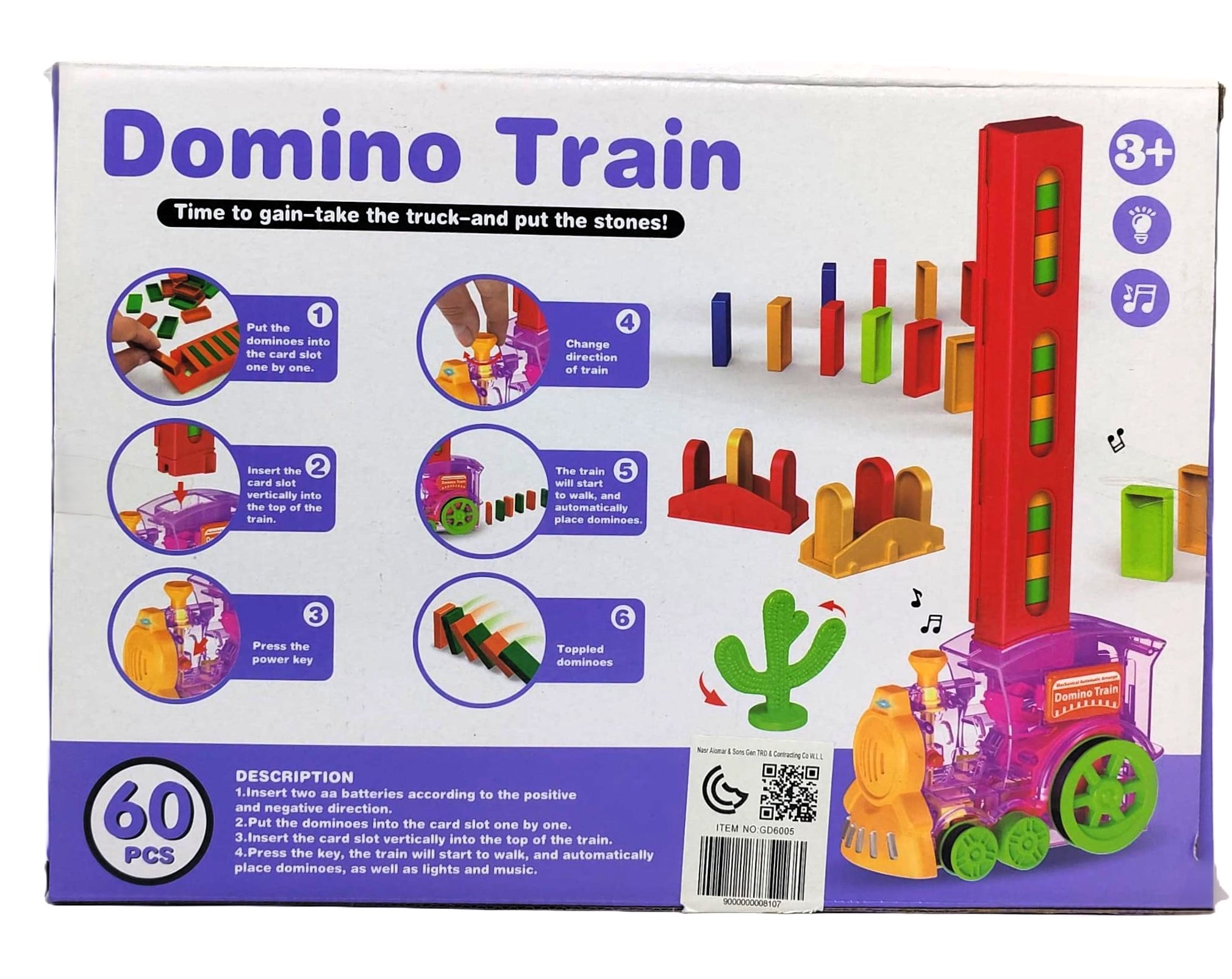 Automatic Domino Train Set – Transparent Musical Locomotive with 60-Piece Domino Blocks - الصورة 4