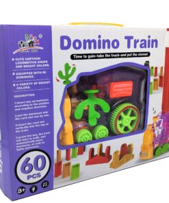 Alternative view of Automatic Domino Train Set – Transparent Musical Locomotive with 60-Piece Domino Blocks