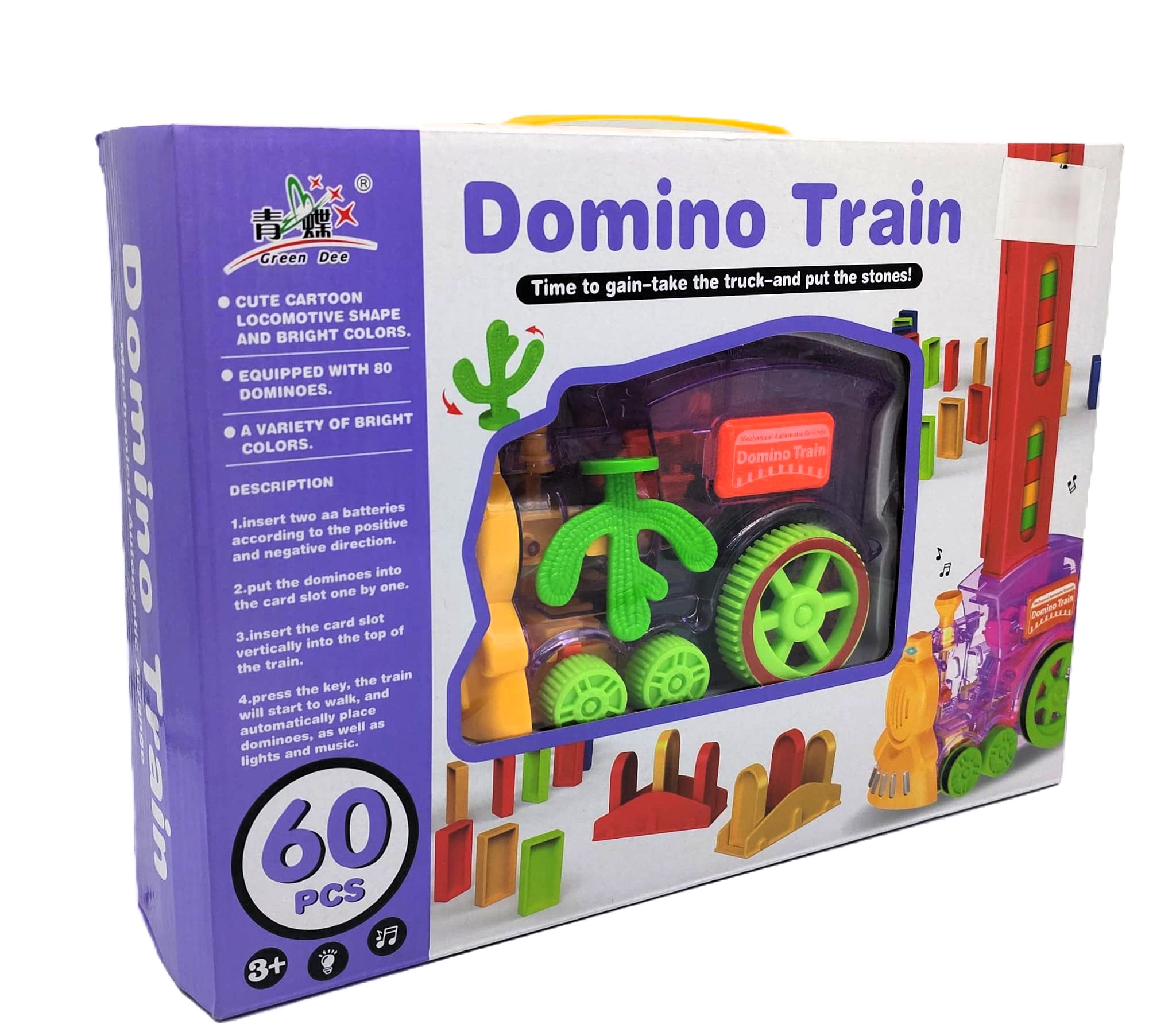 Automatic Domino Train Set – Transparent Musical Locomotive with 60-Piece Domino Blocks - الصورة 2
