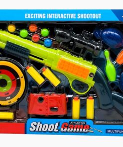 Shoot Game Athletics Target Set – Interactive Dual-Ammo Toy Rifle with Binoculars, Grenades & Shooting Targets