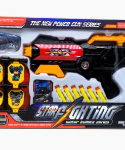 Star Fighting Dual-Ammo Power Blaster – 2-in-1 Water Bead & Foam Dart Gun with Scoring Target Stand