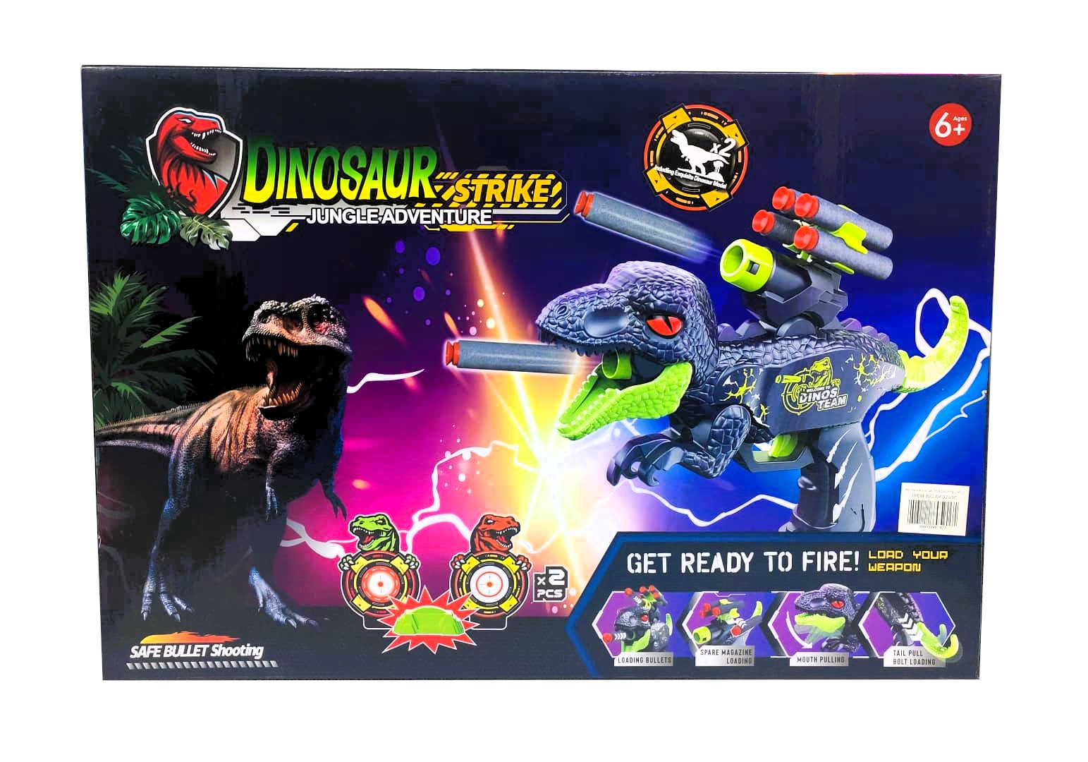 Dinosaur Strike Jungle Adventure Double Barrel Blaster – Interactive Raptor Dart Gun with Targets and Mini Dinosaurs Set - الصورة 4