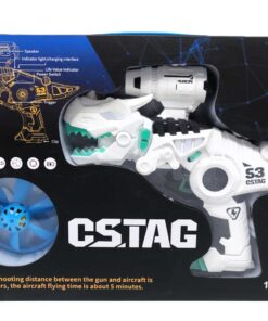 CSTAG Electronic Dinosaur Infrared Blaster Set – Interactive Sci-Fi T-Rex Gun with Light-Up USB Flying Saucer Drone