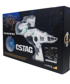 Alternative view of CSTAG Electronic Dinosaur Infrared Blaster Set – Interactive Sci-Fi T-Rex Gun with Light-Up USB Flying Saucer Drone