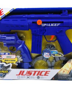 World Police Justice Force Tactical Playset – Light & Sound SWAT Combat Rifle with Pistol, Badge & Handcuffs