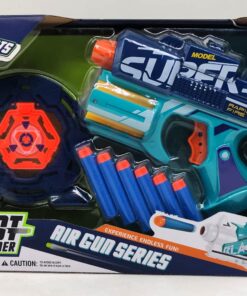 Shot Gamer Air Gun Series Rapid Fire Blaster – Tactical Soft Dart Pistol with Enclosed Standalone Target & 6 Foam Bullets