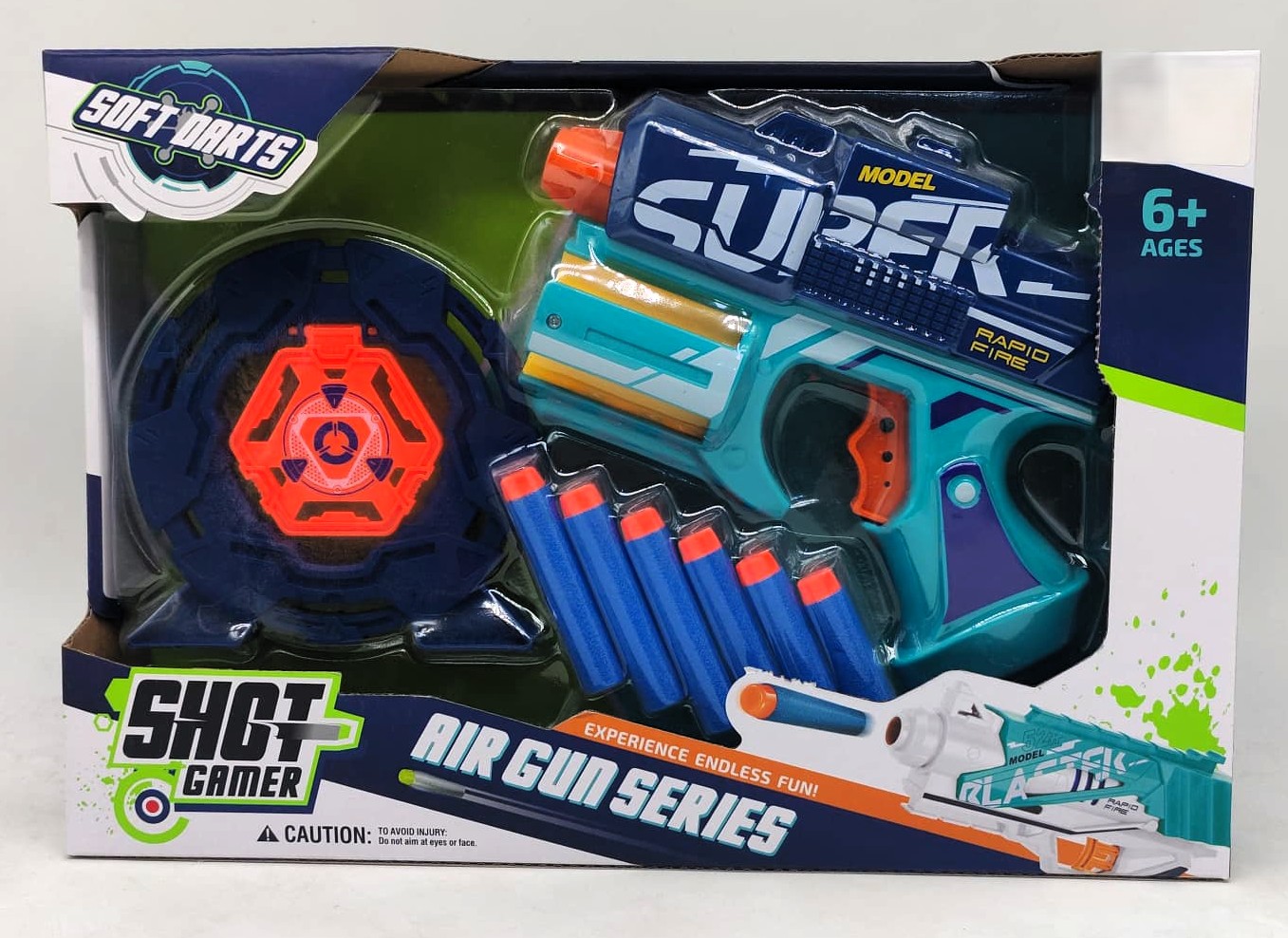 Shot Gamer Air Gun Series Rapid Fire Blaster – Tactical Soft Dart Pistol with Enclosed Standalone Target & 6 Foam Bullets 1 Shot Gamer Air Gun Series Rapid Fire Blaster – Tactical Soft Dart Pistol with Enclosed Standalone Target & 6 Foam Bullets