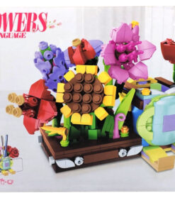 Flowers Language 8-in-1 Stationery Set – 752-Piece DIY Botanical Building Blocks Desk Organizer, Pen & Mobile Phone Holder