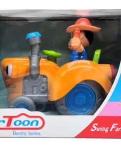 Swing Farmer Car Cartoon Electric Tractor – Interactive Musical Bump & Go Toy Vehicle with Flashing Lights & Swivel Motion