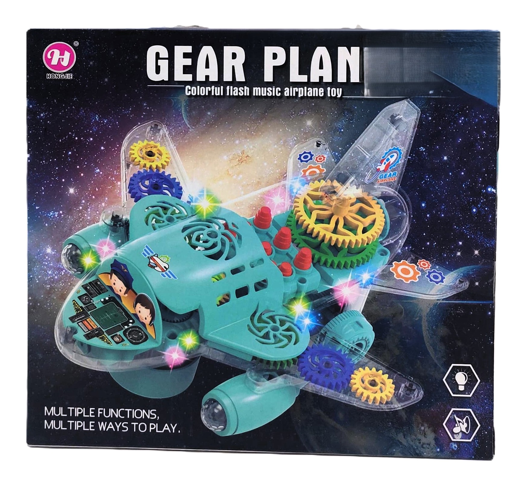 Gear Plane Interactive Mechanical Jet – Transparent STEM Airplane Toy with Motorized Moving Gears, Bump & Go, Lights & Music 1 Gear Plane Interactive Mechanical Jet – Transparent STEM Airplane Toy with Motorized Moving Gears, Bump & Go, Lights & Music