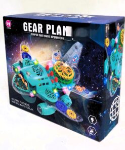 Alternative view of Gear Plane Interactive Mechanical Jet – Transparent STEM Airplane Toy with Motorized Moving Gears, Bump & Go, Lights & Music