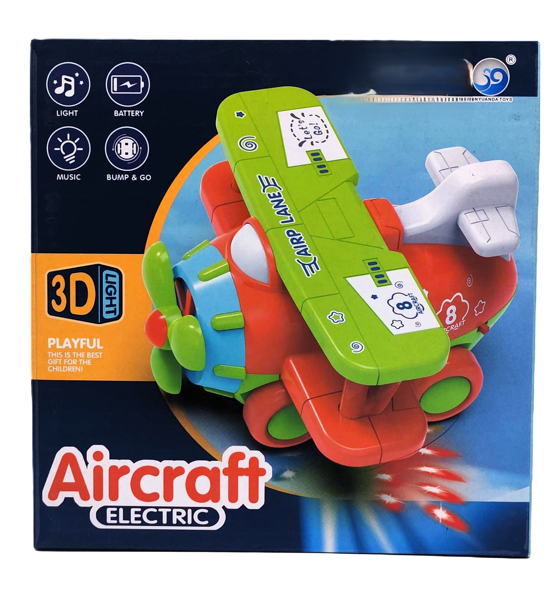 Aircraft Electric Playful Cartoon Biplane – Motorized Bump & Go Toy Airplane with 3D Projection Lights & Music 1 Aircraft Electric Playful Cartoon Biplane – Motorized Bump & Go Toy Airplane with 3D Projection Lights & Music
