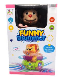Funny Drummer Bump N'Go – Interactive Musical Animal Toy with 360° Spins, Lights & Drumming Action