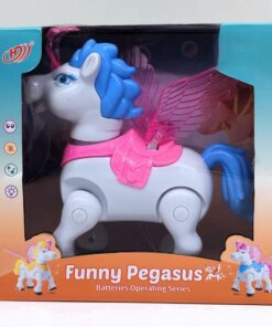 Funny Pegasus Interactive Walking Electronic Toy – Magical Robotic Unicorn with Flashing Wings, Music & Head Swivel