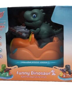 Funny Dinosaur Motorized Missile Vehicle – Interactive Bump & Go T-Rex Car with Swaying Action, Lights, Music & Dart Launcher