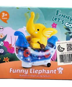 Funny Elephant Interactive Gear-Driven Boat – Musical Bump & Go Electronic Animal Toy with Flashing Lights & Hula Hoop Trunk