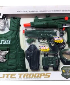 Elite Troops Armed Forces Special Ops Costume Playset – Tactical S.W.A.T. Vest & Face Shield with Electronic Toy Guns, Holster, Binoculars & Dog Tags