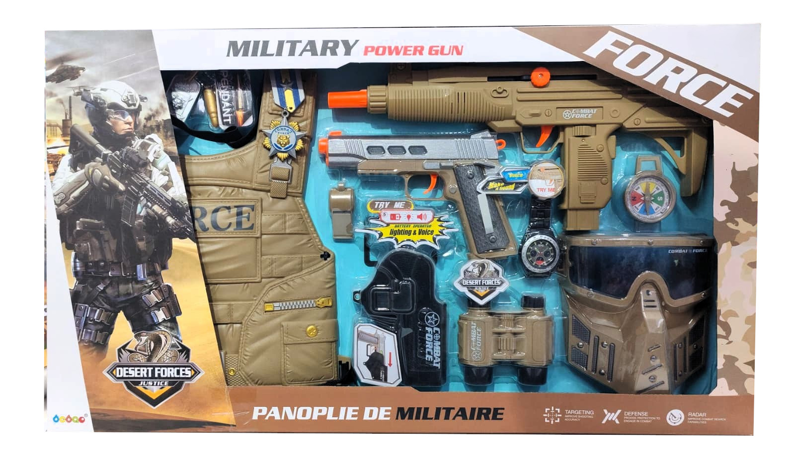 Desert Forces Justice Military Playset – Elite Desert S.W.A.T. Tactical Vest & Mask Gear with Light-Up Toy Guns, Holster & Binoculars 1 Desert Forces Justice Military Playset – Elite Desert S.W.A.T. Tactical Vest & Mask Gear with Light-Up Toy Guns, Holster & Binoculars