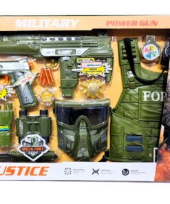 Special Force Justice Military Playset – S.W.A.T. Combat Force Vest & Mask Gear with Light-Up Toy Guns, Holster & Binoculars
