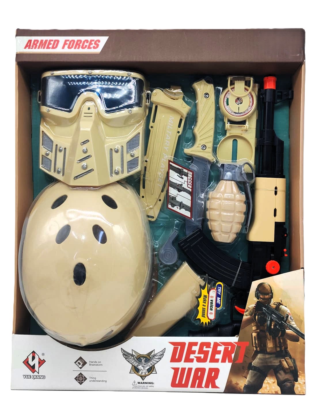 Armed Forces Desert War S.W.A.T. Command Set – Electronic Tactical Rifle with Helmet, Face Mask, Grenade & Combat Knife