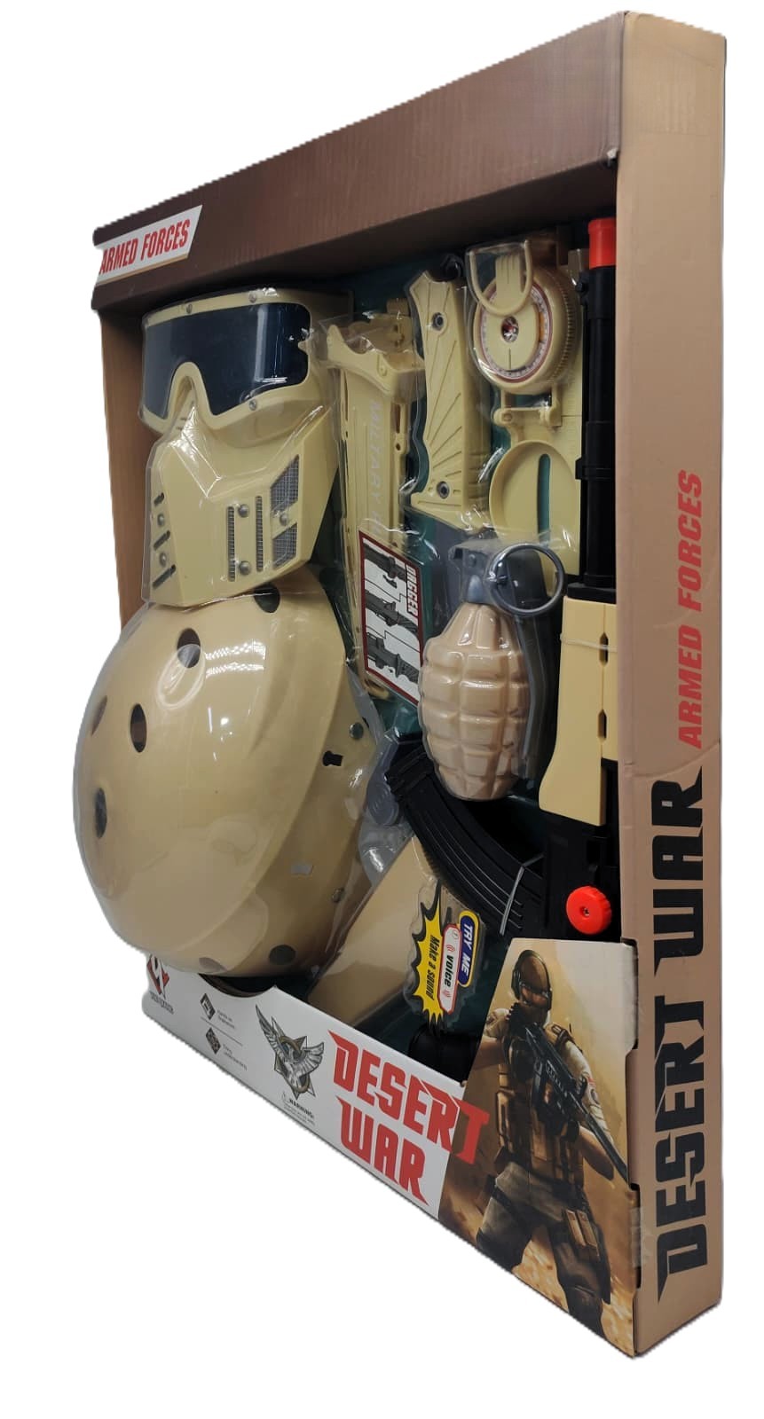 Armed Forces Desert War S.W.A.T. Command Set – Electronic Tactical Rifle with Helmet, Face Mask, Grenade & Combat Knife - الصورة 2