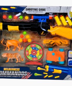 Wilderness Commandos Dual-Ammo Shotgun Playset – Safari Target Practice Set with Binoculars & Animal Figures
