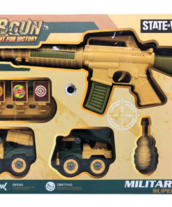 Military Corps State of War Super Set – Tactical Toy Rifle with DIY Take-Apart Military Trucks, Targets & Grenade
