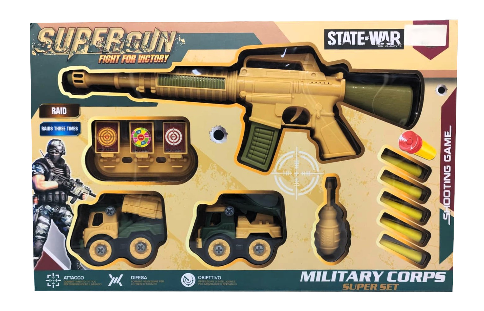 Military Corps State of War Super Set – Tactical Toy Rifle with DIY Take-Apart Military Trucks, Targets & Grenade 1 Military Corps State of War Super Set – Tactical Toy Rifle with DIY Take-Apart Military Trucks, Targets & Grenade