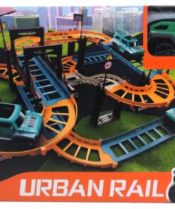 Urban Rail Educational DIY Track Set – 3D Overpass Highway Building Block System with Battery-Operated Off-Road SUV, Suspension Bridge, & Miniature Street Signs