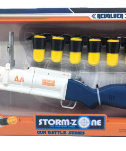 al3aby 70 Storm-Zone Gun Battle Series Deluxe Foam Shell Launcher – Tactical "Revolver" Blaster with 6 Oversized Safety Foam Projectiles, Flip-Up Sight, and Realistic Break-Action Cocking System