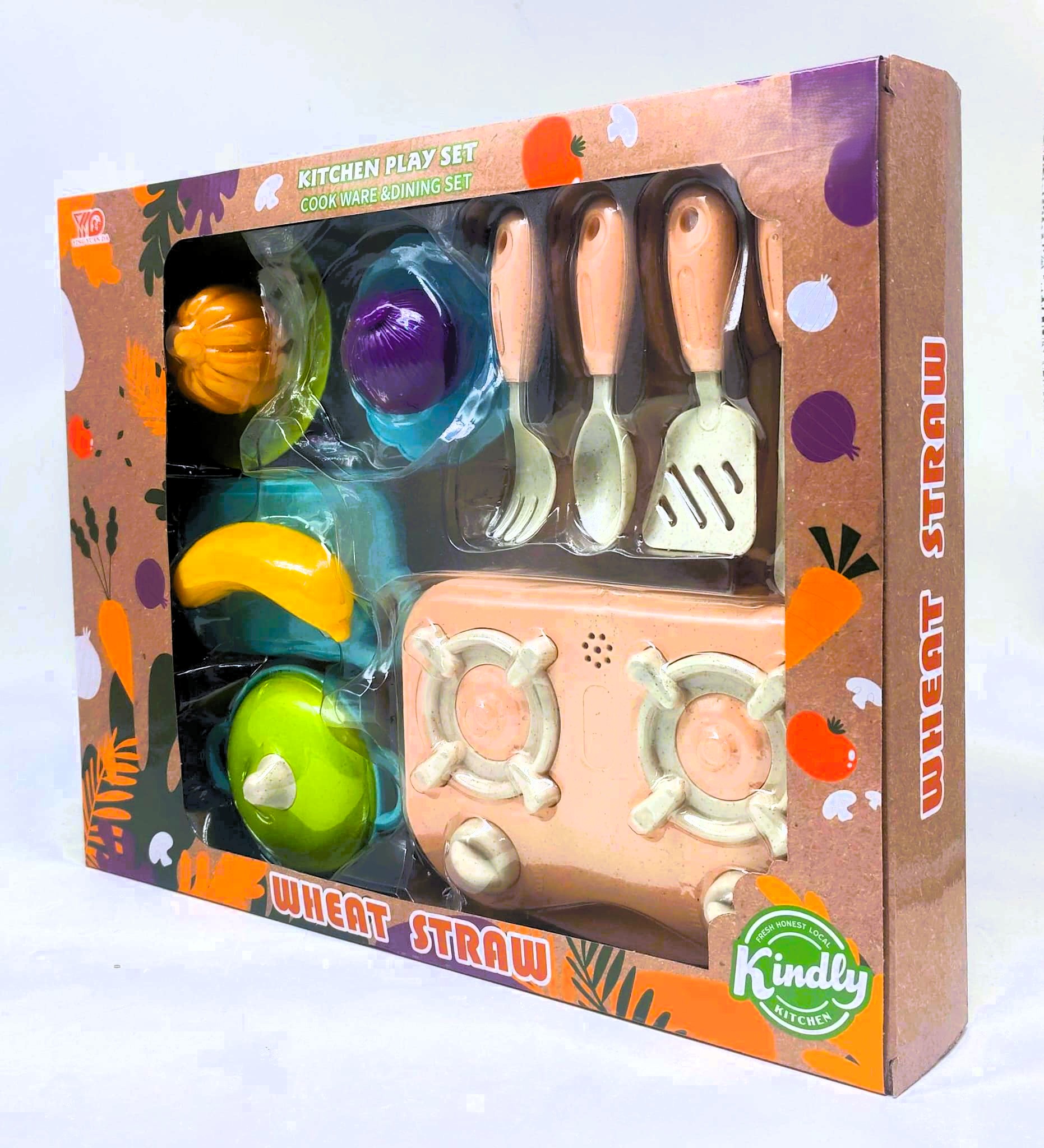 Kindly Kitchen Eco-Friendly Wheat Straw Culinary Playset – Organic Composite Pretend Cookware & Dining Station with Dual-Burner Range, Cutting Board, Play Utensils & Harvest Vegetables 4 Kindly Kitchen Eco-Friendly Wheat Straw Culinary Playset – Organic Composite Pretend Cookware & Dining Station with Dual-Burner Range, Cutting Board, Play Utensils & Harvest Vegetables - Image 4