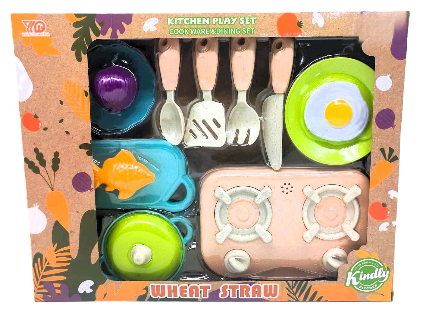 Kindly Kitchen Eco-Friendly Wheat Straw Gourmet Playset – Organic Composite Pretend Cookware & Breakfast Dining Station with Dual-Burner Range, Cutting Board, Play Utensils & Golden Harvest Seafood Set 1 Kindly Kitchen Eco-Friendly Wheat Straw Gourmet Playset – Organic Composite Pretend Cookware & Breakfast Dining Station with Dual-Burner Range, Cutting Board, Play Utensils & Golden Harvest Seafood Set