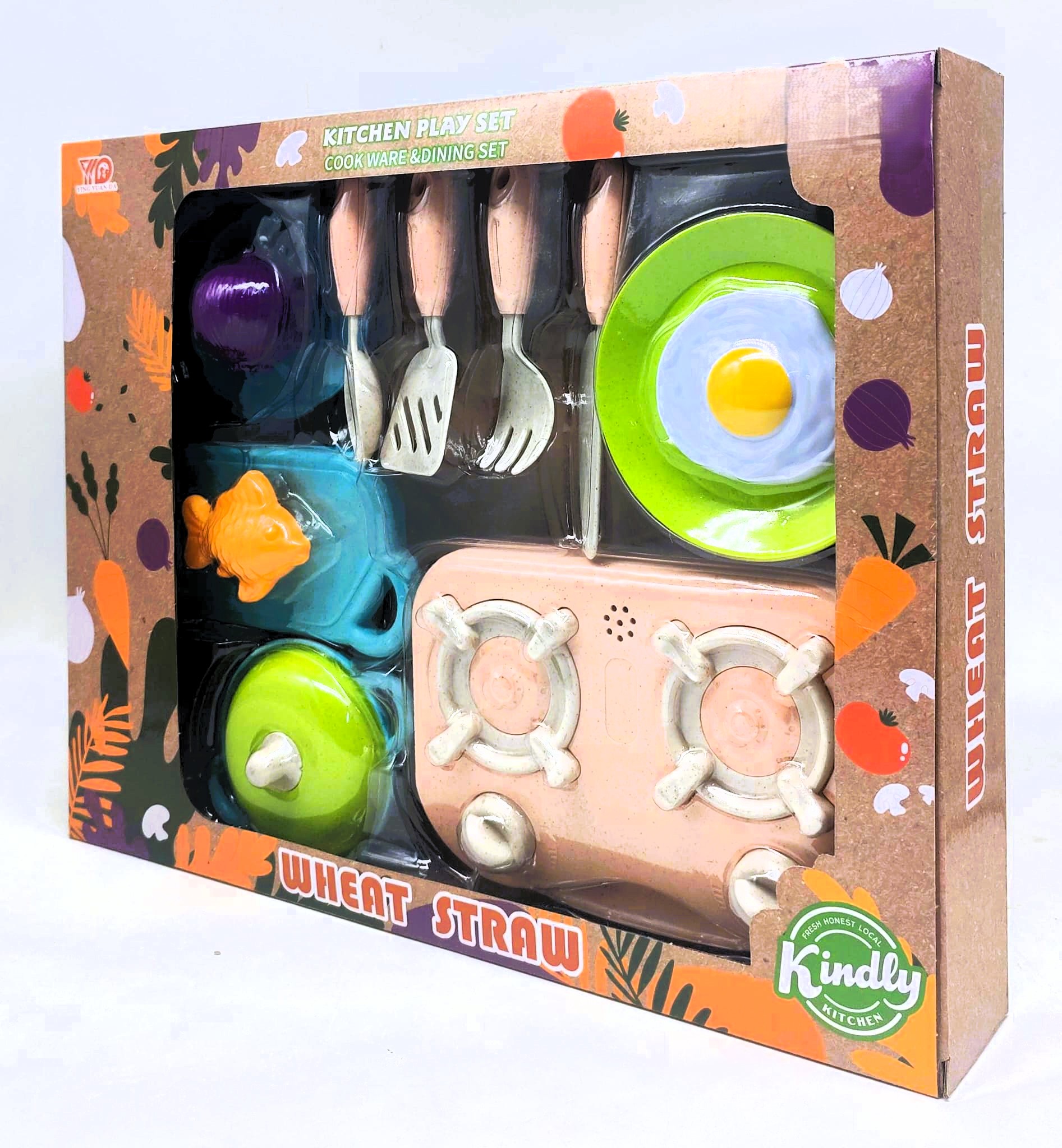 Kindly Kitchen Eco-Friendly Wheat Straw Gourmet Playset – Organic Composite Pretend Cookware & Breakfast Dining Station with Dual-Burner Range, Cutting Board, Play Utensils & Golden Harvest Seafood Set 4 Kindly Kitchen Eco-Friendly Wheat Straw Gourmet Playset – Organic Composite Pretend Cookware & Breakfast Dining Station with Dual-Burner Range, Cutting Board, Play Utensils & Golden Harvest Seafood Set - Image 4